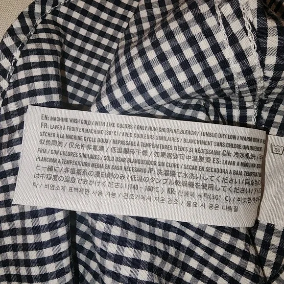 Abercrombie & Fitch Women Gingham L Blue‎ White Button Shirt Long Sleeve Preppy - Picture 12 of 12
